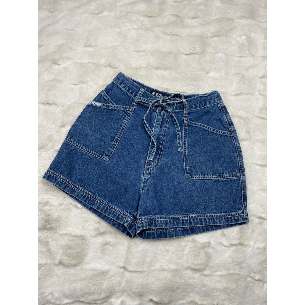 🔥Vintage 90s RVT Denim Shorts High waist Belted Logo Retro Classic Coastal Mom
